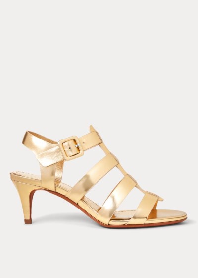 Sandalias Polo Ralph Lauren Mujer Dorados - Metallic Leather - SXKEY1598